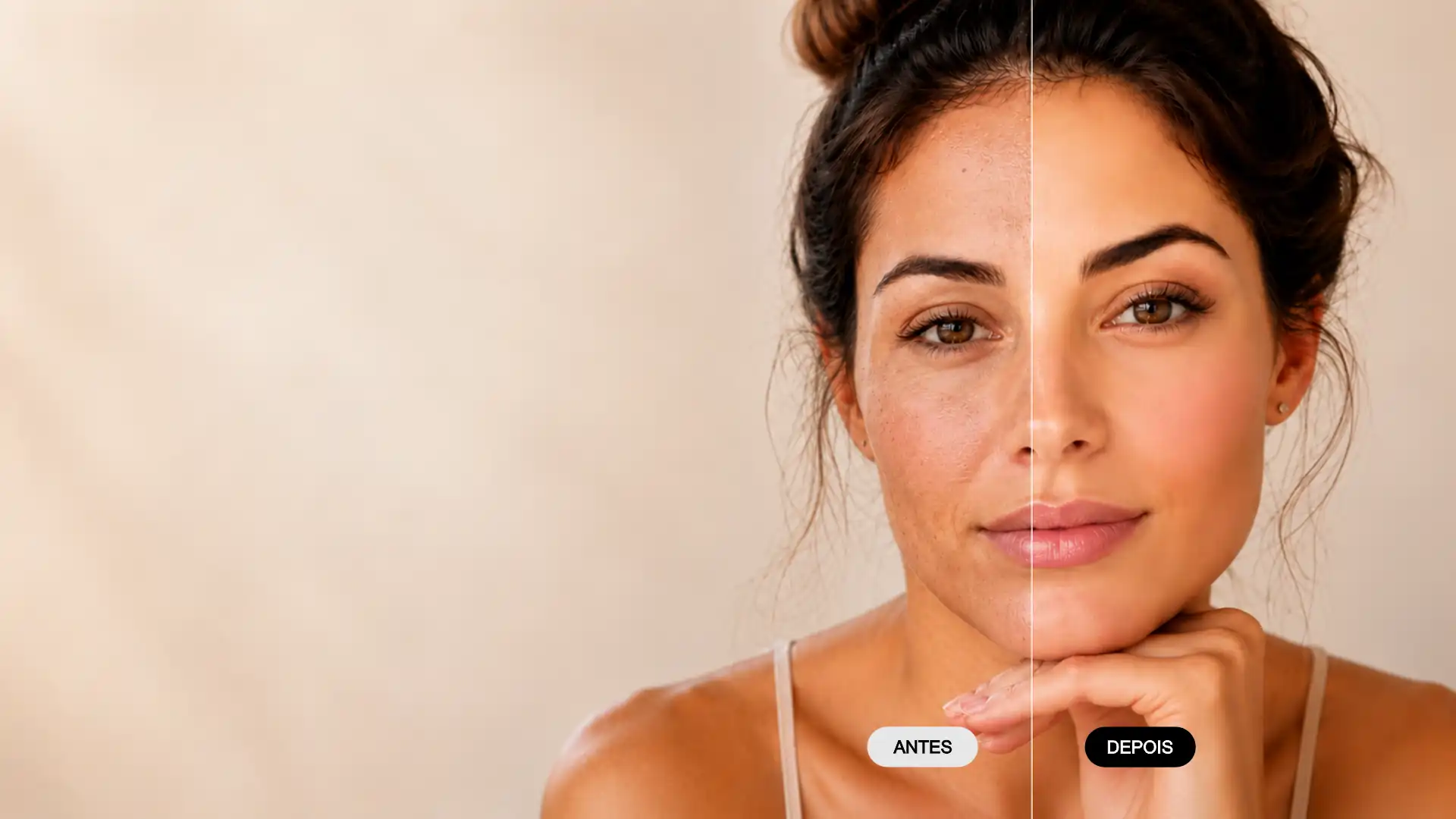 Antes e depois do tratamento estético facial - Procedimento estético facial personalizado